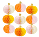 EASY JOY 9Pcs Fall Decorations Pink and Orange Pumpkin Honeycomb Decor for Halloween Party