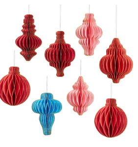 Easy Joy 8pcs Christmas Decorations Hanging Red Pink Blue Honeycomb for Winter Christmas Party Supplies