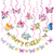 Easy Joy 21pcs Butterfly Birthday Decorations Happy Birthday Banner Hanging Flowers Swirls Pink Butterfly Decor for Girls