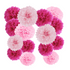 15pcs Hot Pink Tissue Pom Poms Paper Flowers Hanging Decorations for Birthday Baby Shower Wedding