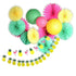 Green Yellow Pink Paper Lantern Pineapple Banner Decoration for Summer Party